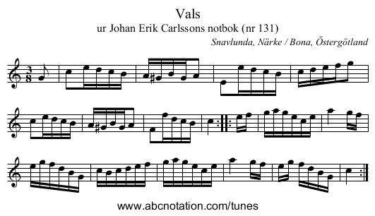 Vals - staff notation
