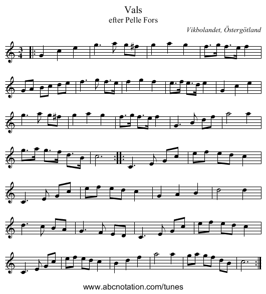 Vals - staff notation