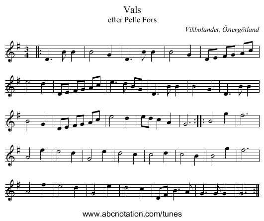 Vals - staff notation