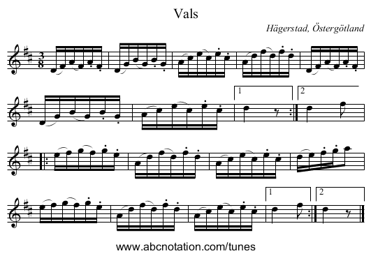Vals - staff notation