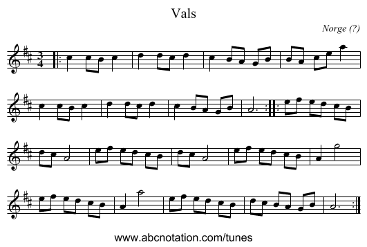 Vals - staff notation