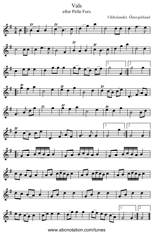 Vals - staff notation