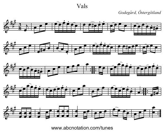 Vals - staff notation