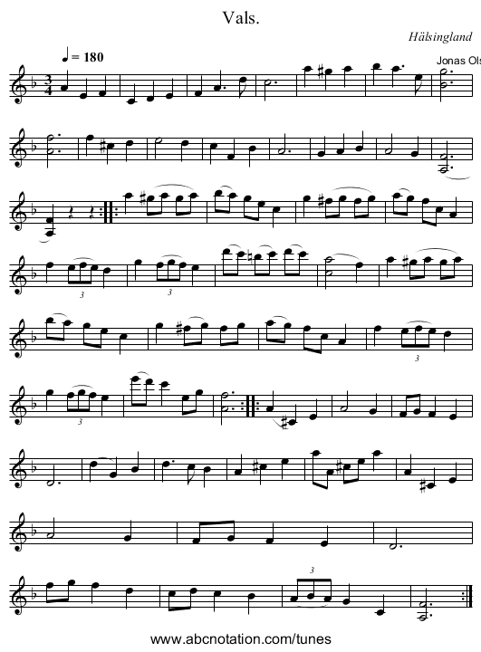 Vals. - staff notation
