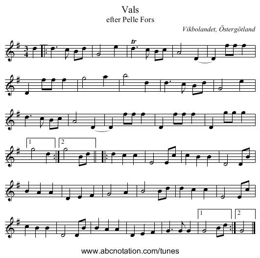 Vals - staff notation