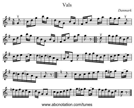Vals - staff notation