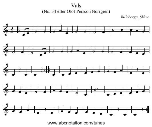 Vals - staff notation