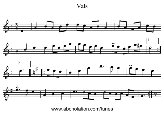 Vals - staff notation