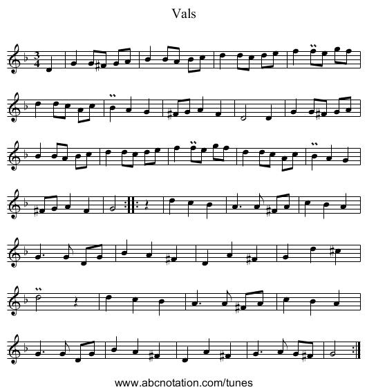 Vals - staff notation