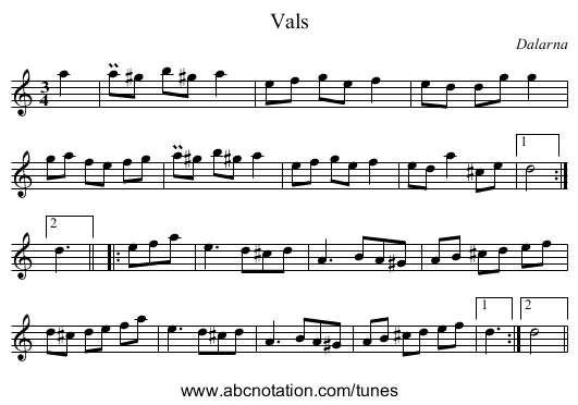 Vals - staff notation