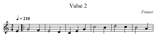 Valse 2 - staff notation