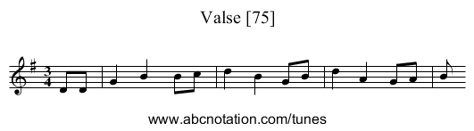 Valse [75] - staff notation
