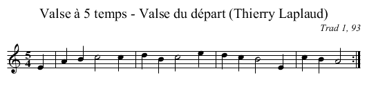 Valse à 5 temps - Valse du départ (Thierry Laplaud) - staff notation