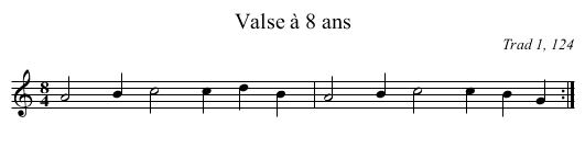 Valse à 8 ans - staff notation