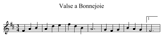 Valse a Bonnejoie - staff notation