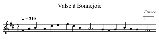 Valse à Bonnejoie - staff notation