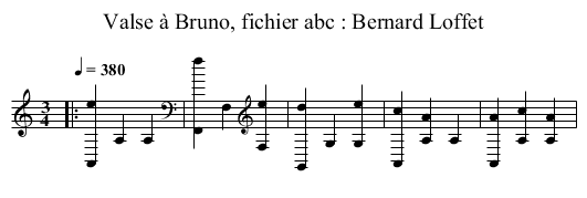 Valse à Bruno, fichier abc : Bernard Loffet - staff notation