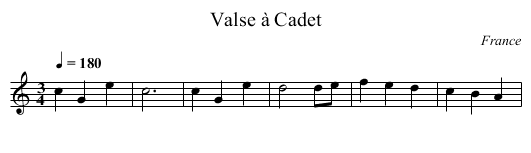 Valse à Cadet - staff notation