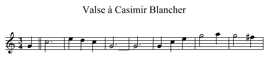 Valse à Casimir Blancher - staff notation