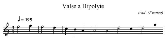 Valse a Hipolyte - staff notation