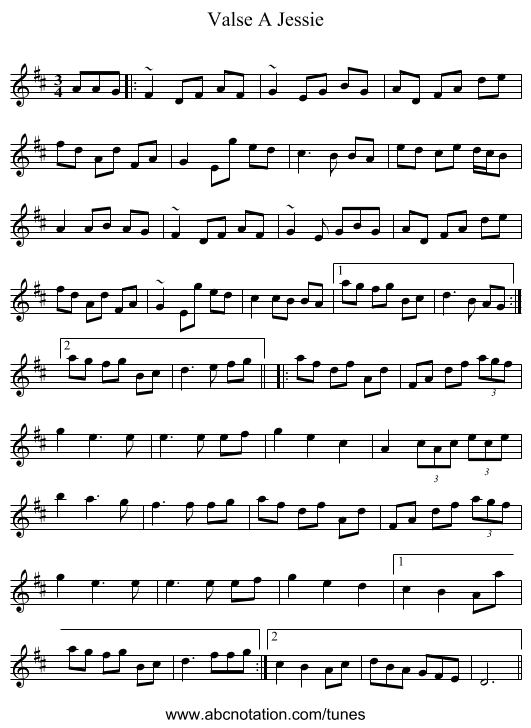 Valse A Jessie - staff notation