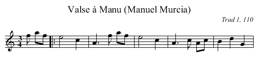 Valse à Manu (Manuel Murcia) - staff notation
