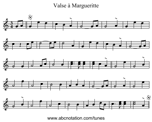 Valse à Margueritte - staff notation