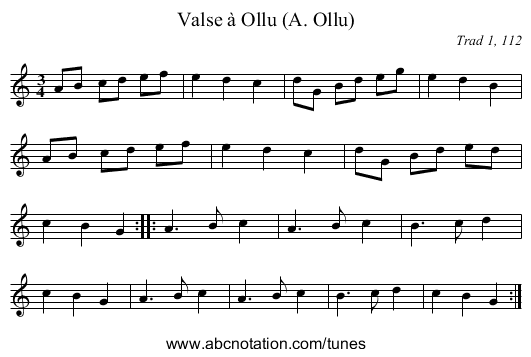 Valse à Ollu (A. Ollu) - staff notation
