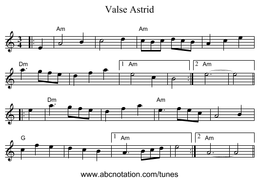 Valse Astrid - staff notation