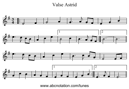 Valse Astrid - staff notation