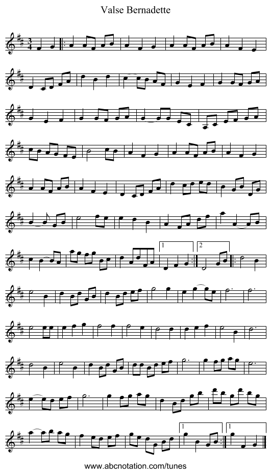Valse Bernadette - staff notation