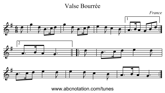 Valse Bourrée - staff notation