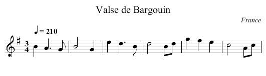 Valse de Bargouin - staff notation
