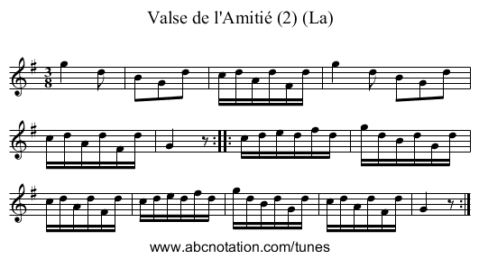 Valse de l'Amitié (2) (La) - staff notation
