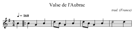 Valse de l'Aubrac - staff notation