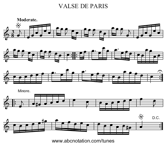 VALSE DE PARIS - staff notation