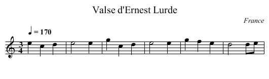 Valse d'Ernest Lurde - staff notation