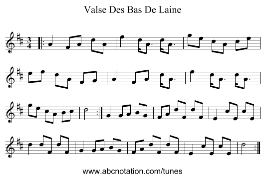Valse Des Bas De Laine - staff notation