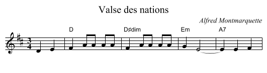 Valse des nations - staff notation