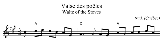 Valse des po&ecirc;les - staff notation
