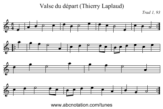 Valse du départ (Thierry Laplaud) - staff notation