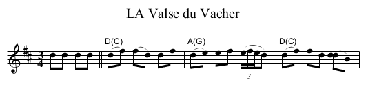 Valse du Vacher, LA - staff notation