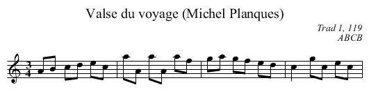 Valse du voyage (Michel Planques) - staff notation