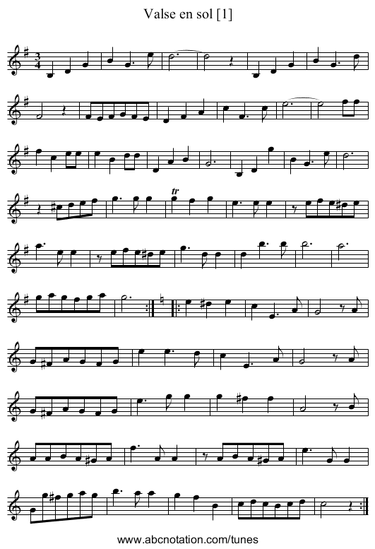Valse en sol [1] - staff notation