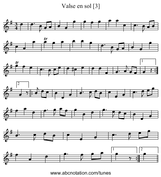 Valse en sol [3] - staff notation