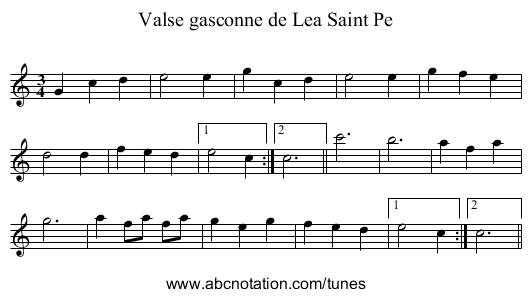 Valse gasconne de Lea Saint Pe - staff notation