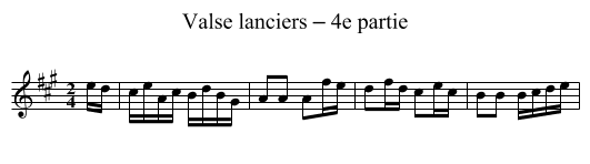 Valse lanciers – 4e partie - staff notation