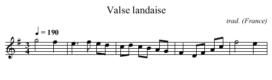 Valse landaise - staff notation