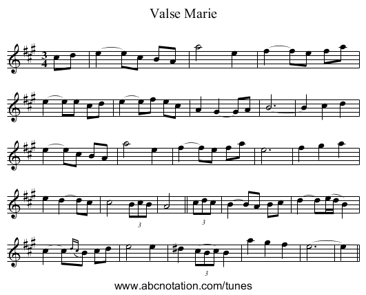 Valse Marie - staff notation
