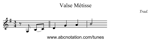 Valse Métisse - staff notation